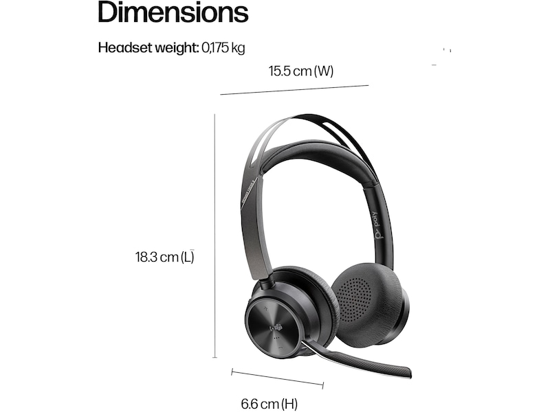 HP Poly Voyager Focus 2 MS USB-C trådlöst headset Headset trådlöst