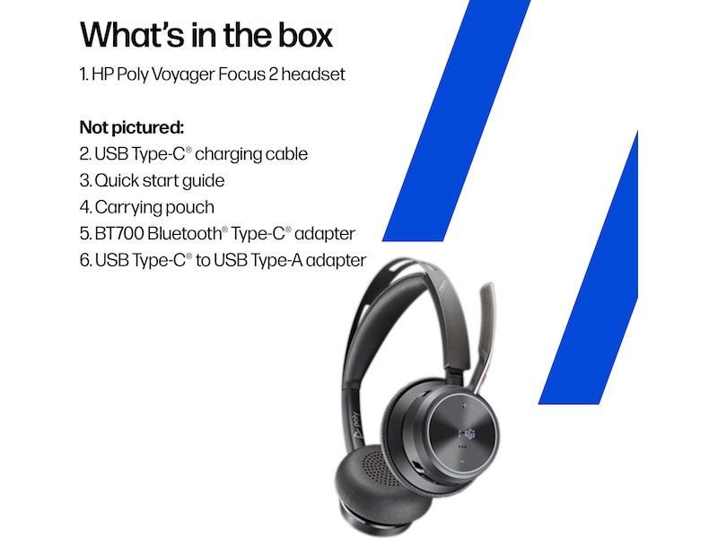 HP Poly Voyager Focus 2 MS USB-C trådlöst headset Headset trådlöst