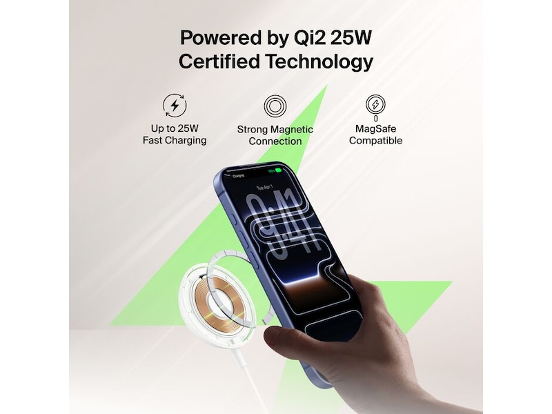 Belkin UltraCharge 25W Qi2 magnetisk laddningsplatta med ställ Trådlös laddare