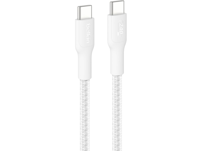 Belkin 240W USB-C flätad kabel 2m (vit) USB-kablar