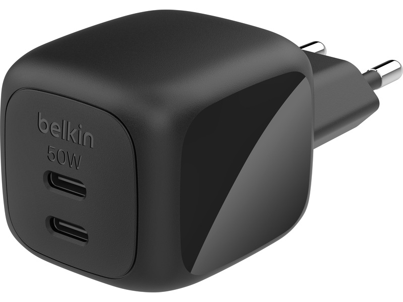 Belkin Dual USB-C PD GaN väggladdare (svart) Mobilladdare