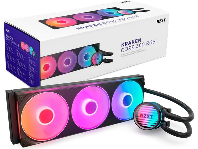 Kraken Core RGB - 360mm AIO Liquid Cooler with RGB Cap & RGB Core Fan Bl CPU - Vattenkylning