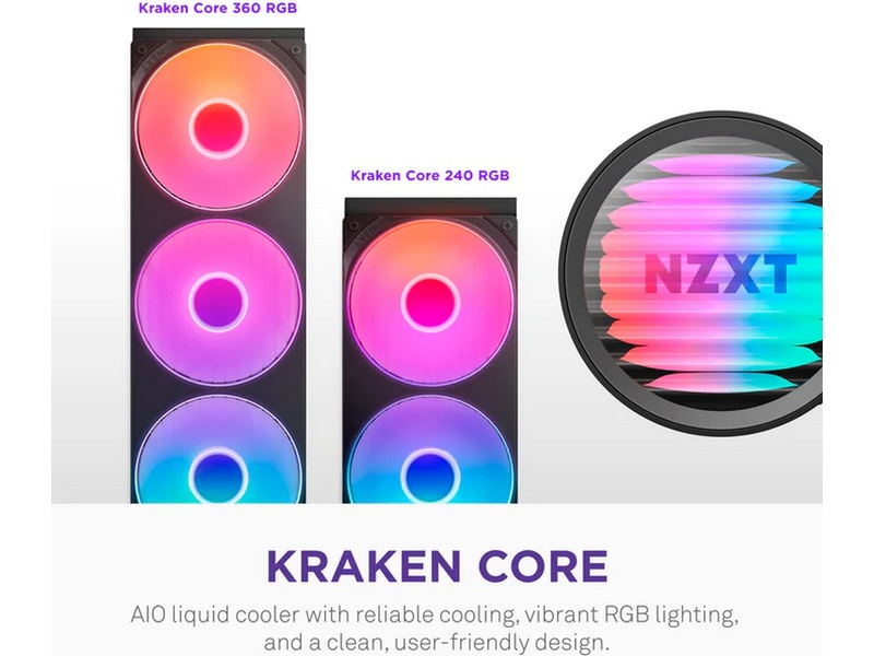 Kraken Core RGB - 360mm AIO Liquid Cooler with RGB Cap & RGB Core Fan Bl CPU - Vattenkylning