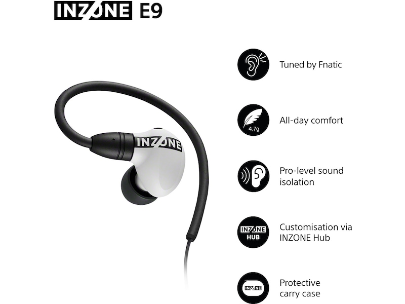 Sony INZONE E9 In-Ear Gaming Headphones, White In-ear hörlurar