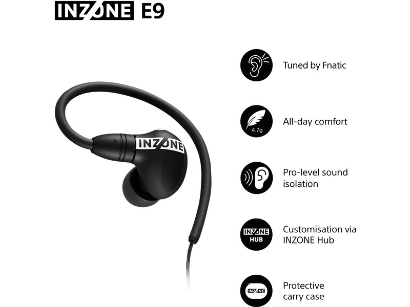 Sony INZONE E9 In-Ear Gaming Headphones, Black In-ear hörlurar