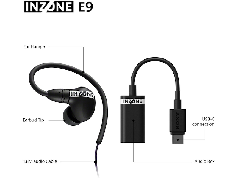 Sony INZONE E9 In-Ear Gaming Headphones, Black In-ear hörlurar