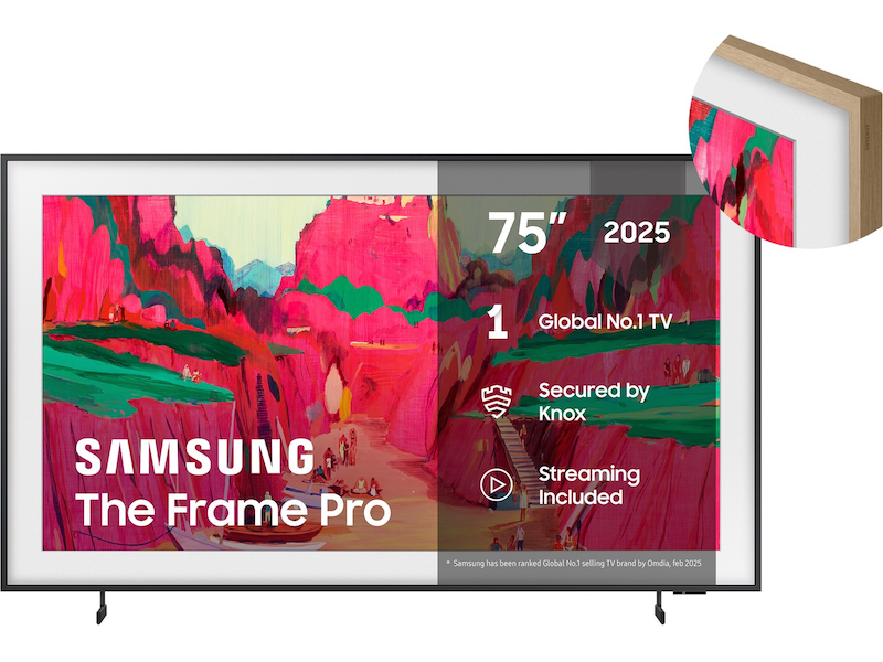 Samsung The Frame Pro 75" LS03FW + ram Beige Wood 60 - 69 tums TV