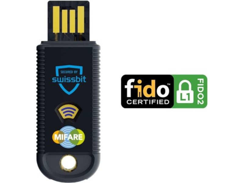 Swissbit iShield Key USB-A säkerhetsnyckel med FIDO2 & MIFARE AntiVirus / Security