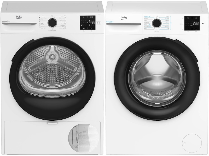 Beko KBM3WFT31041W tvättmaskin 10 kg + KBM3TF31023W torktumlare 10 kg Tvättmaskin