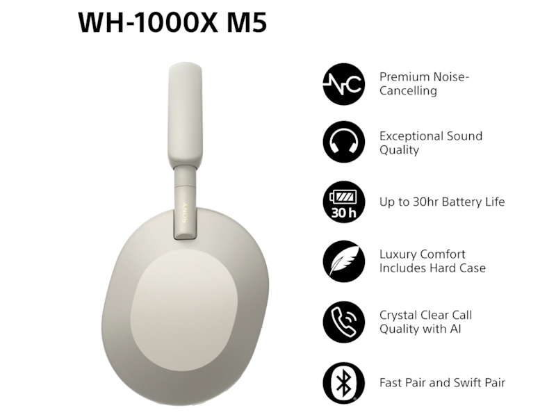 Sony WH-1000XM5 trådlösa hörlurar, Over-Ear (silver) + WF-510 Buds Hörlurar