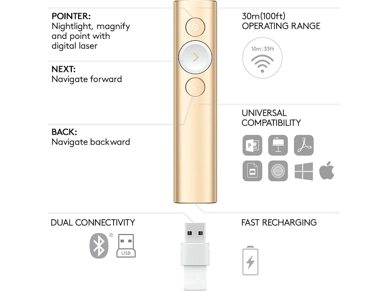 Logitech Spotlight Presentation Gold Presentatör