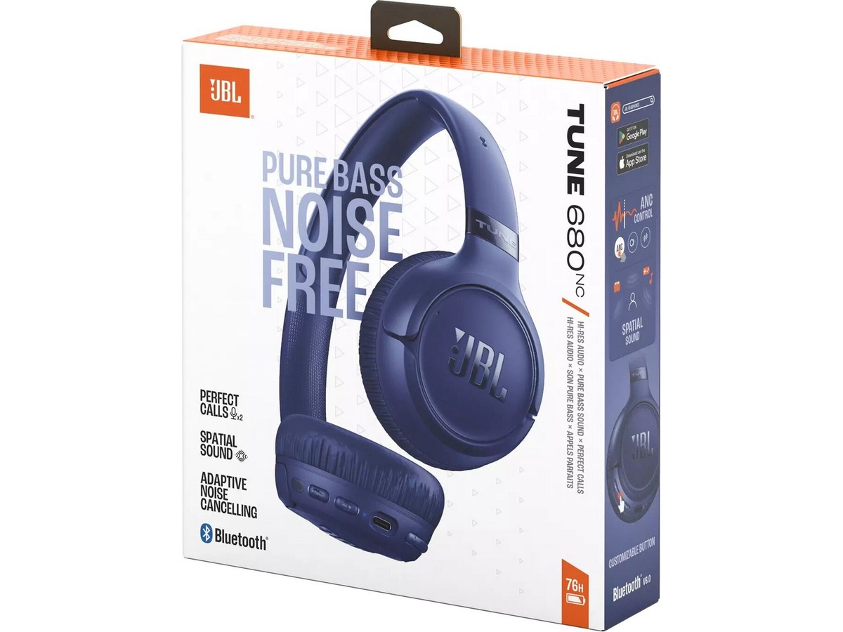 JBL Tune 680NC trådlösa hörlurar, On-Ear (blå) Hörlurar