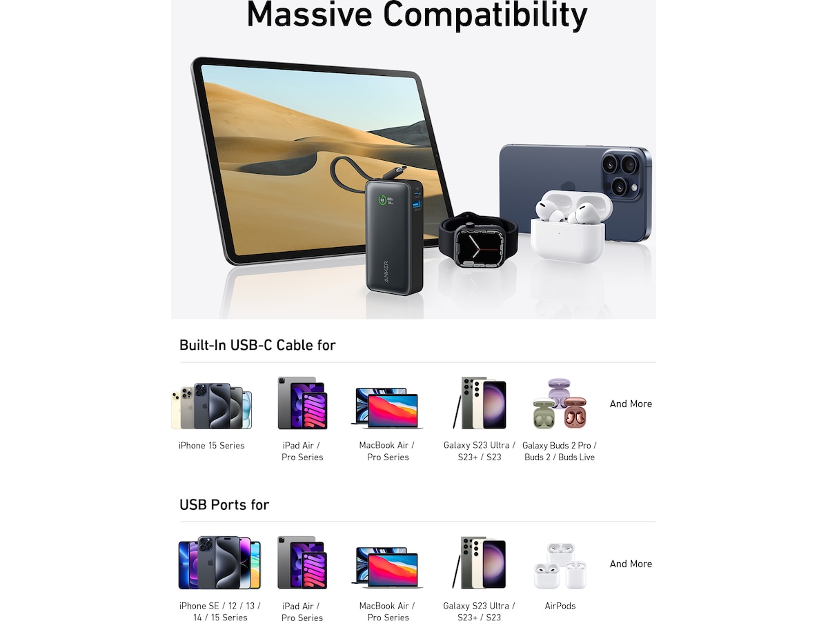 Anker 545 Nano Powerbank 10000mAh (svart) -B-Grade Demo tillbehör till mobiler & smartwatches
