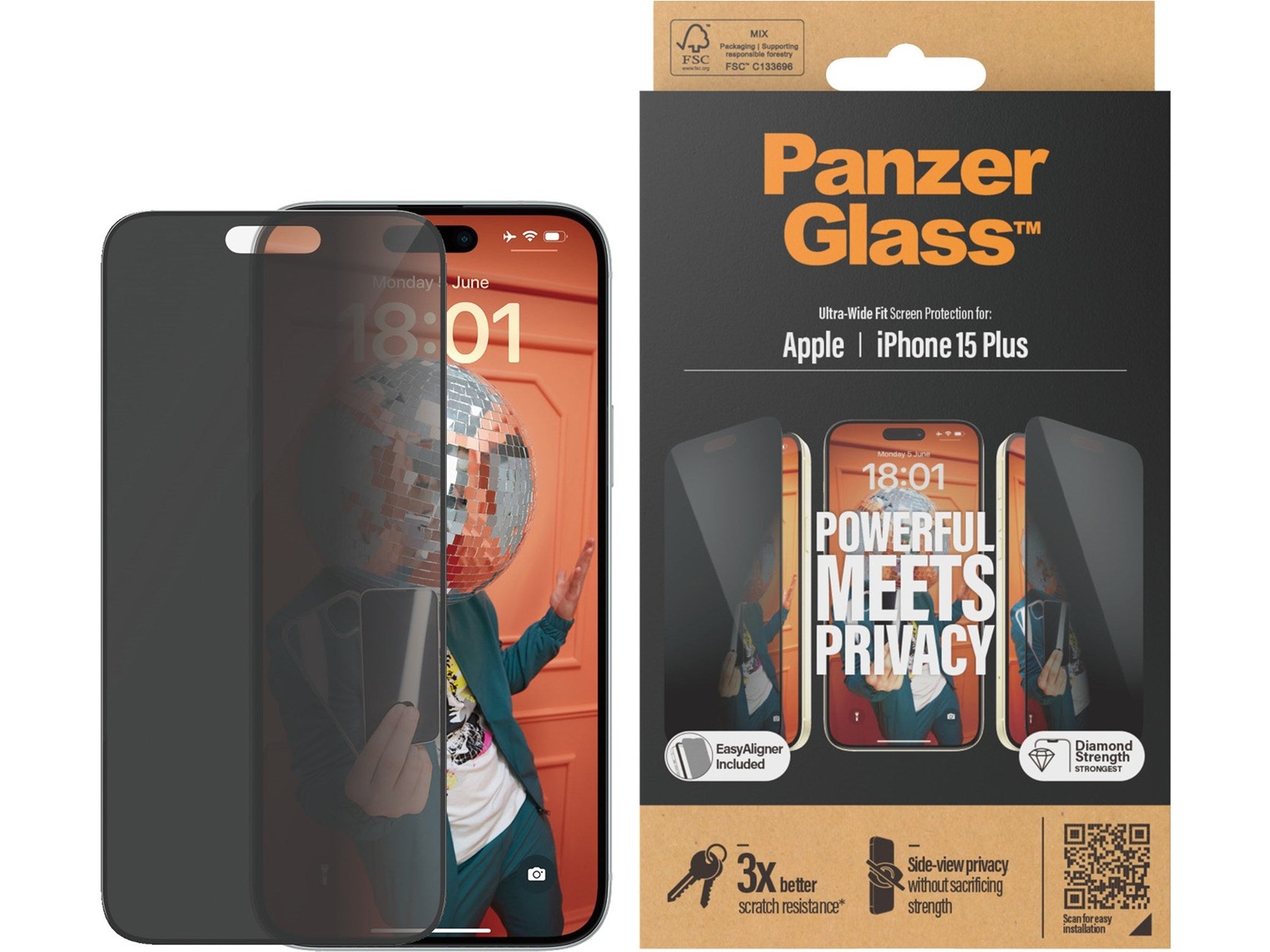 Panzerglass iPhone 15 Plus Privacy Skärmskydd Skärmskydd