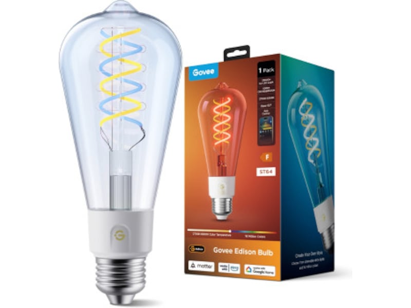 Govee Smart Edison Bulb E27, RGBWW LED Lamp ST64, Compatible with Matter LED-lampor & glödlampor