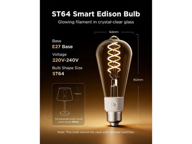 Govee Smart Edison Bulb E27, RGBWW LED Lamp ST64, Compatible with Matter LED-lampor & glödlampor