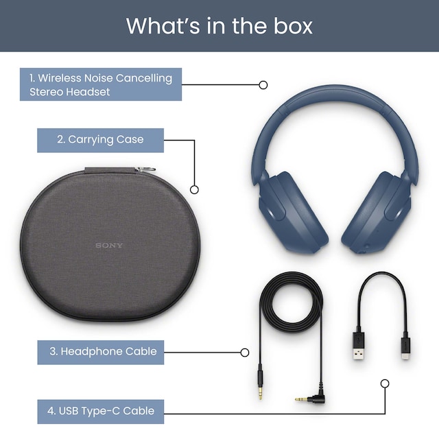 Sony WH-XB910N trådlösa hörlurar - Blå