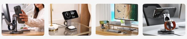 Satechi 3-i-1 hopfällbart Qi2 trådlöst laddningsställ